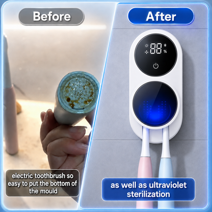 BILLHOL®💦 WaveSense Touchless Advanced Dual-Toothbrush UV Sanitizing & Drying Station with Automatic Sensor Lid