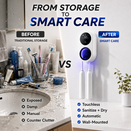 BILLHOL®💦 WaveSense Touchless Advanced Dual-Toothbrush UV Sanitizing & Drying Station with Automatic Sensor Lid