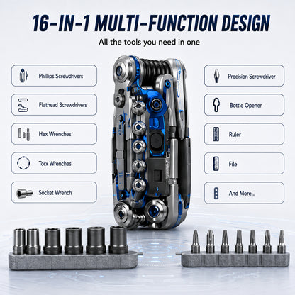 𝐁i𝐥𝐥𝐡𝐨𝐥® 🗜| One Tool Replaces 16! 🔧 16-in-1 Foldable Multi-Tool Screwdriver & Wrench Set – Compact Repair Kit for Home & DIY