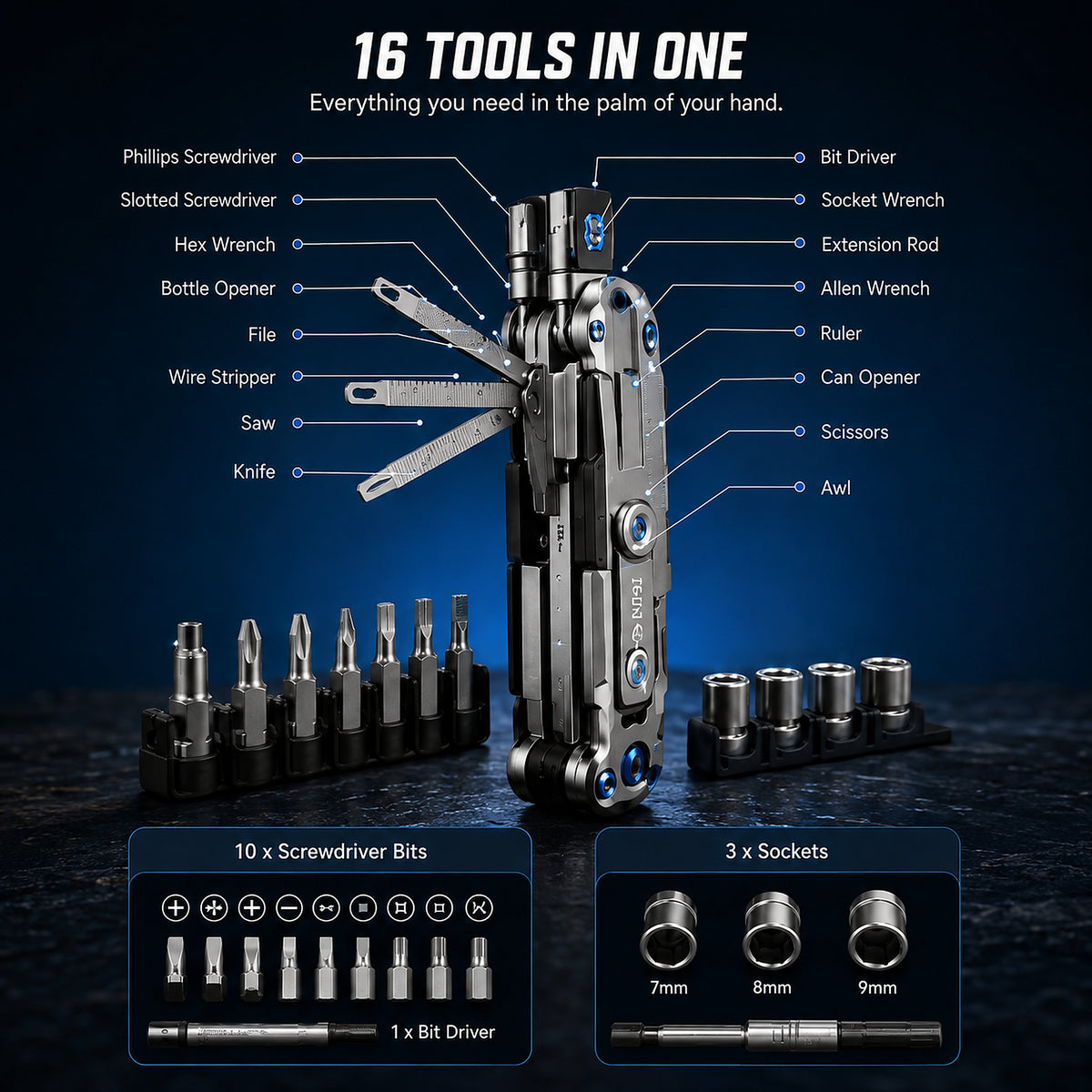 𝐁i𝐥𝐥𝐡𝐨𝐥® 🗜| One Tool Replaces 16! 🔧 16-in-1 Foldable Multi-Tool Screwdriver & Wrench Set – Compact Repair Kit for Home & DIY