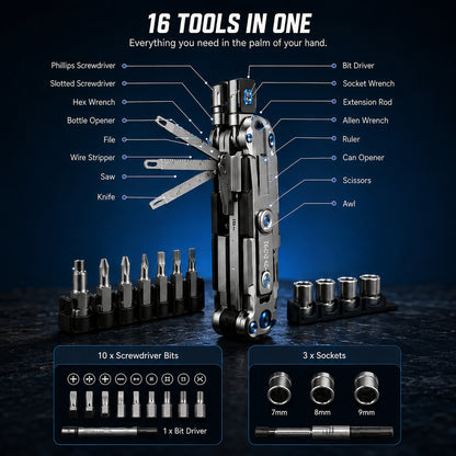 𝐁i𝐥𝐥𝐡𝐨𝐥® 🗜| One Tool Replaces 16! 🔧 16-in-1 Foldable Multi-Tool Screwdriver & Wrench Set – Compact Repair Kit for Home & DIY