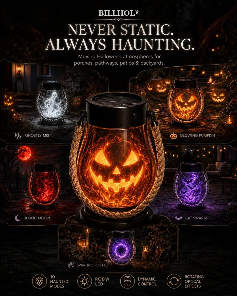 | 🔥Halloween Special Sale! 🎃| 💡👻 BILLHOL® 10-in-1 Immersive Halloween Lantern, Auto-On at Dusk🔥