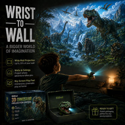 𝐁i𝐥𝐥𝐡𝐨𝐥® 3D Dinosaur Projection Watch 🚩Turns Walls & Ceilings into a Prehistoric Adventure for Kids Ages 3+
