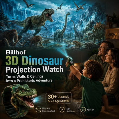 𝐁i𝐥𝐥𝐡𝐨𝐥® 3D Dinosaur Projection Watch 🚩Turns Walls & Ceilings into a Prehistoric Adventure for Kids Ages 3+