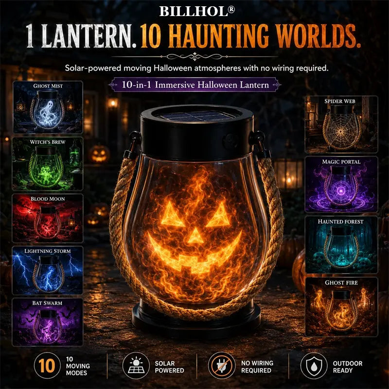 | 🔥Halloween Special Sale! 🎃| 💡👻 BILLHOL® 10-in-1 Immersive Halloween Lantern, Auto-On at Dusk🔥