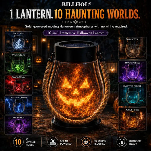 | 🔥Halloween Special Sale! 🎃| 💡👻 BILLHOL® 10-in-1 Immersive Halloween Lantern, Auto-On at Dusk🔥