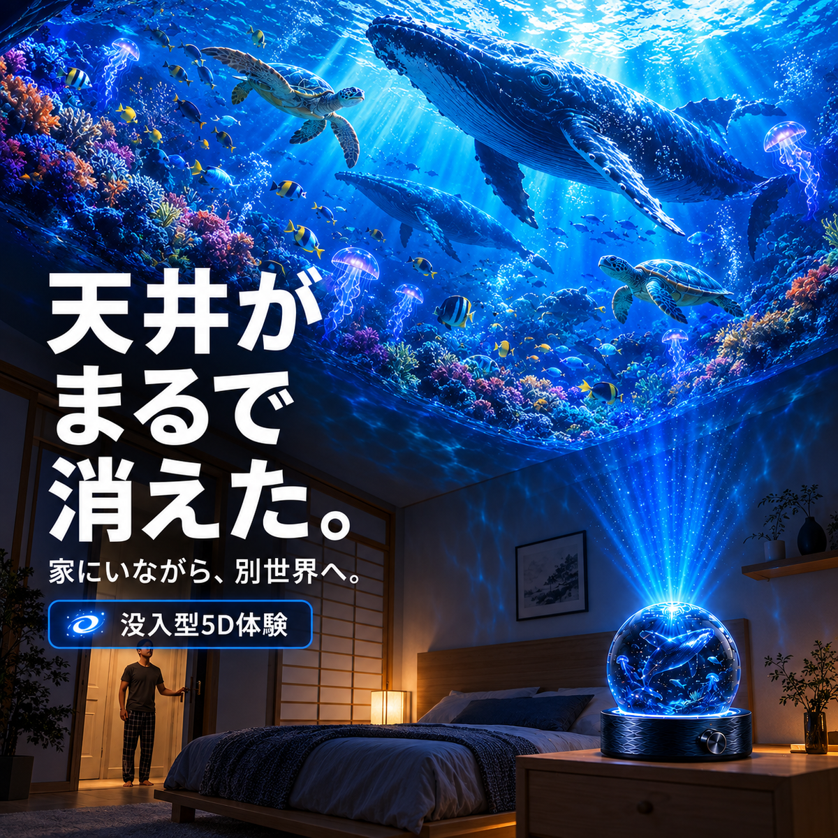 BILLHOL® ⏰2026 PRO MAX 5Dスマート・ワールド・プロジェクター 🌎 Bluetooth操作と効果音で、100種類以上の没入型世界を創り出そう