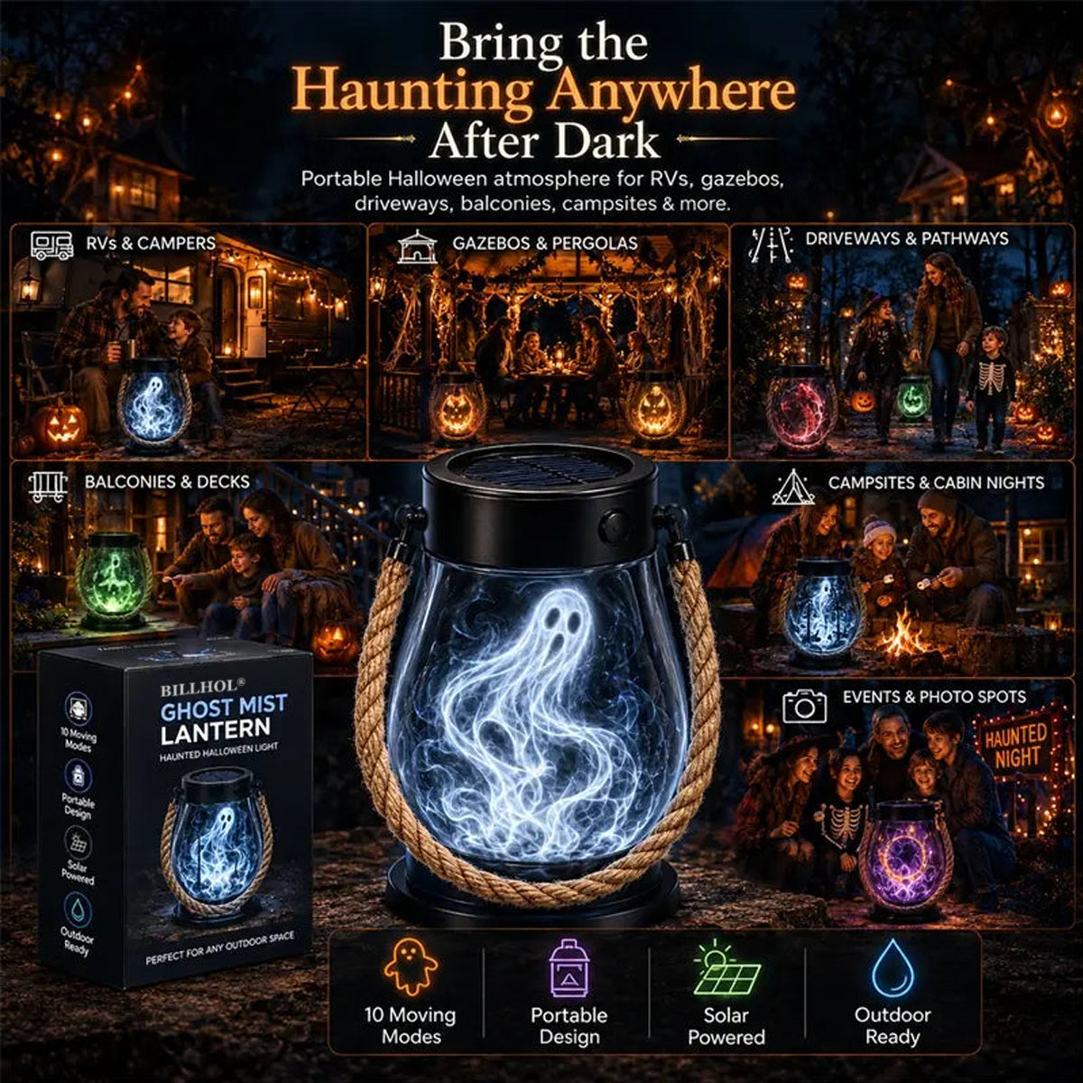 | 🔥Halloween Special Sale! 🎃| 💡👻 BILLHOL® 10-in-1 Immersive Halloween Lantern, Auto-On at Dusk🔥