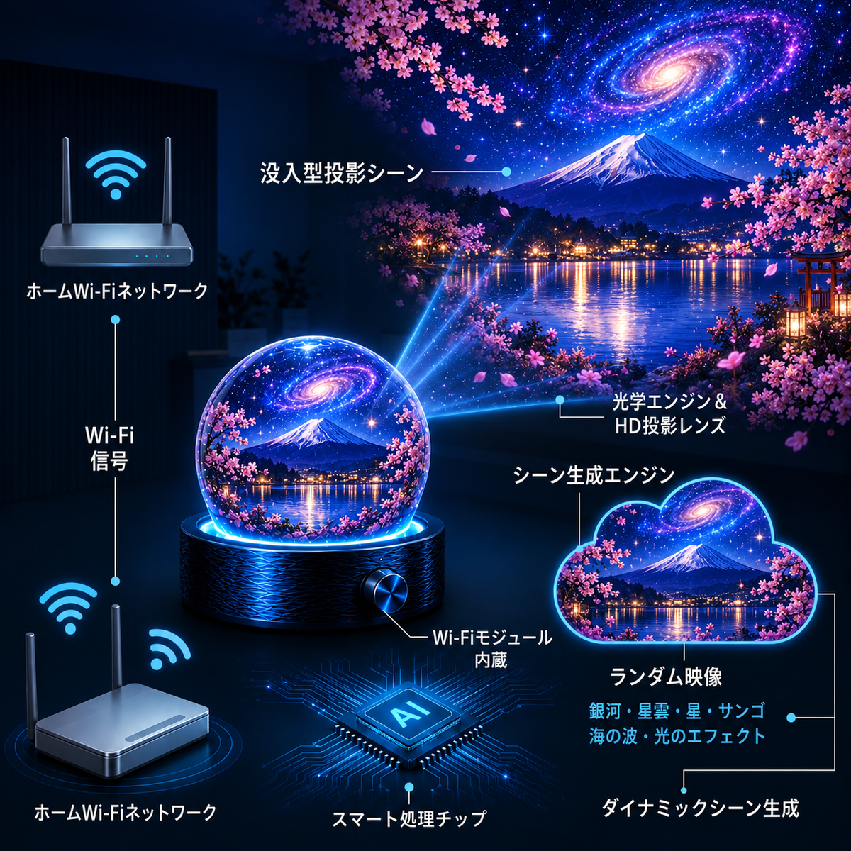 BILLHOL® ⏰2026 PRO MAX 5Dスマート・ワールド・プロジェクター 🌎 Bluetooth操作と効果音で、100種類以上の没入型世界を創り出そう