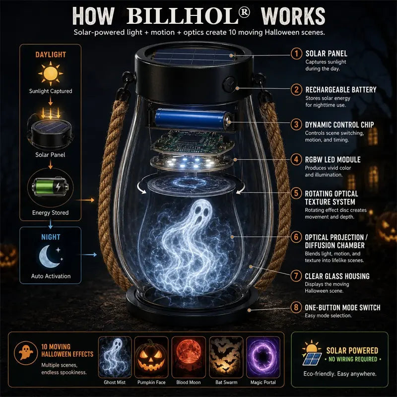 | 🔥Halloween Special Sale! 🎃| 💡👻 BILLHOL® 10-in-1 Immersive Halloween Lantern, Auto-On at Dusk🔥