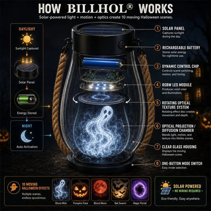 | 🔥Halloween Special Sale! 🎃| 💡👻 BILLHOL® 10-in-1 Immersive Halloween Lantern, Auto-On at Dusk🔥