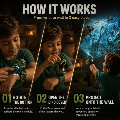 𝐁i𝐥𝐥𝐡𝐨𝐥® 3D Dinosaur Projection Watch 🚩Turns Walls & Ceilings into a Prehistoric Adventure for Kids Ages 3+