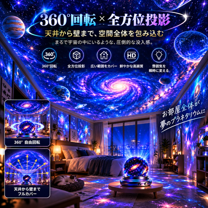 【期間限定80%OFF】BILLHOL®🔮次世代5Dホログラフィックプロジェクター｜100種類のダイナミックシーンでお部屋を理想の幻想空間へ