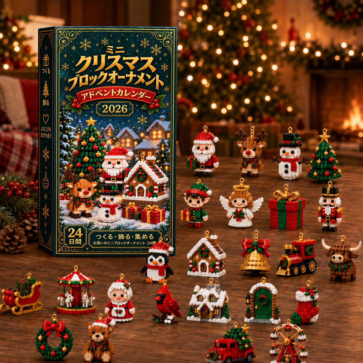 24日間💥 𝗕𝗶𝗹𝗹𝗵𝗼𝗹® クリスマス ミニブロックオーナメント アドベントカレンダー｜24種類の組み立て式クリスマス飾り