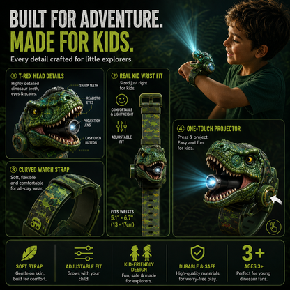 𝐁i𝐥𝐥𝐡𝐨𝐥® 3D Dinosaur Projection Watch 🚩Turns Walls & Ceilings into a Prehistoric Adventure for Kids Ages 3+