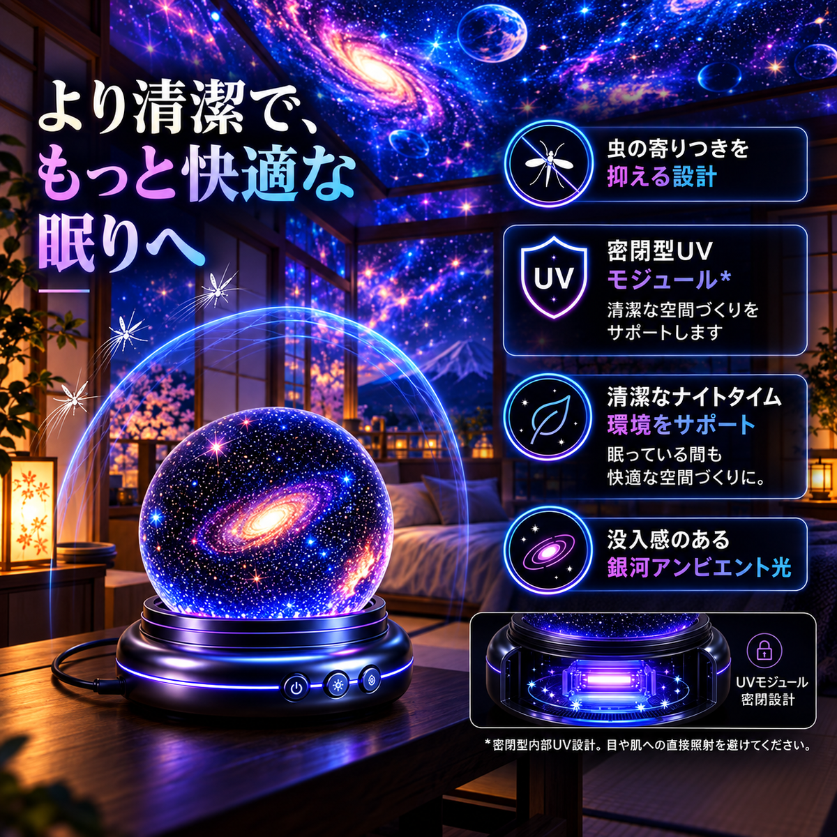 【期間限定80%OFF】BILLHOL®🔮次世代5Dホログラフィックプロジェクター｜100種類のダイナミックシーンでお部屋を理想の幻想空間へ