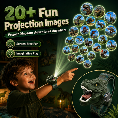 𝐁i𝐥𝐥𝐡𝐨𝐥®🦖 3D Dinosaur Projection Watch🏍Realistic T-Rex Design, Safe Soft Strap for Kids Ages 3+