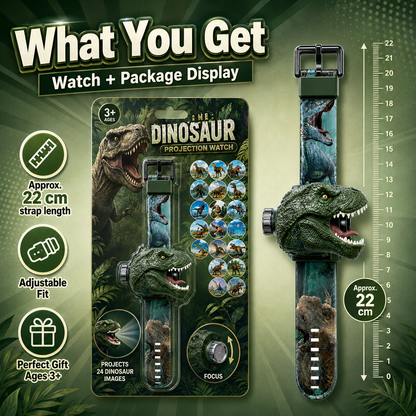 𝐁i𝐥𝐥𝐡𝐨𝐥®🦖 3D Dinosaur Projection Watch🏍Realistic T-Rex Design, Safe Soft Strap for Kids Ages 3+
